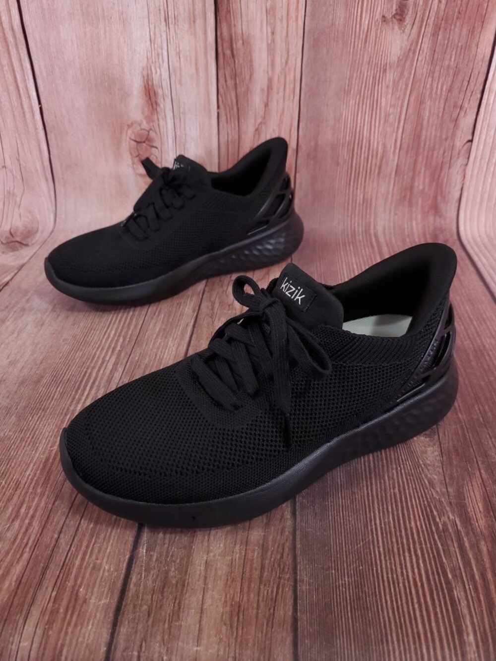 Kizik Athens Unisex Size W8.5 M7 Hands Free Slip On Mesh Shoes Sneakers Black